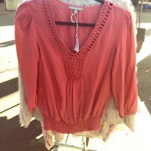 Daniel Rainn smocked waist blouse chest detail